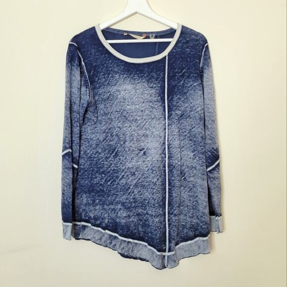 Soft Surroundings Womens Petite LP Large Blue Silk Blend Lightweight Top Sweater - Picture 1 of 5